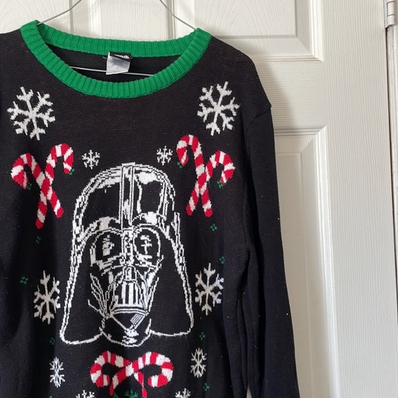 Star Wars Disney black green darth Vader ugly Christmas holiday sweater unisex L - Picture 5 of 16